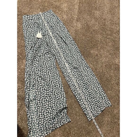 Women's XS Floral Tie Front Wide Leg Pants Green Boho Summer - Picture 6 of 6
